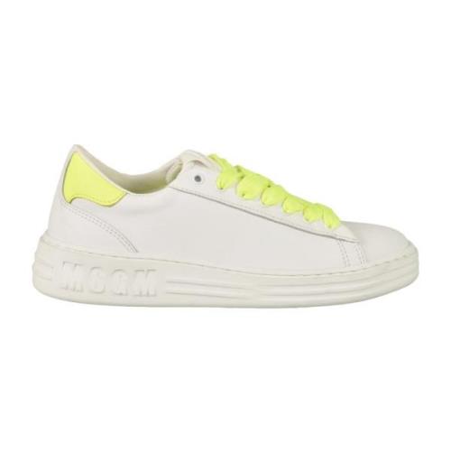 Leren Sneakers met Rubberen Zool Msgm , White , Dames