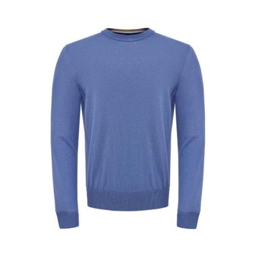 Blauwe Katoenen Ronde Hals Trui Hugo Boss , Blue , Heren