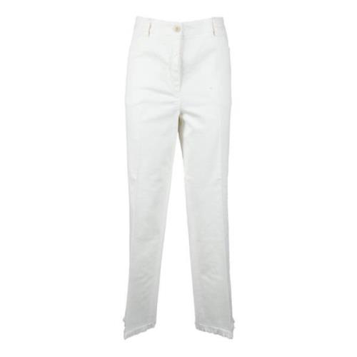 Lyocell Katoenmix Elastische Broek Antonelli Firenze , White , Dames