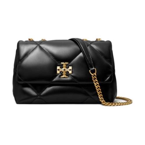 Zwarte gewatteerde schoudertas met kettingriem Tory Burch , Black , Da...