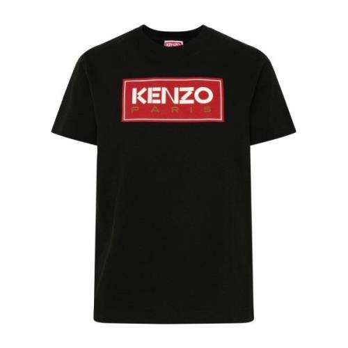 Zwart Katoenen T-Shirt met Ronde Hals Kenzo , Black , Dames