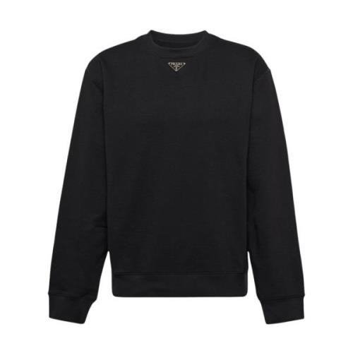 Logo Plaque Sweatshirt Prada , Black , Heren