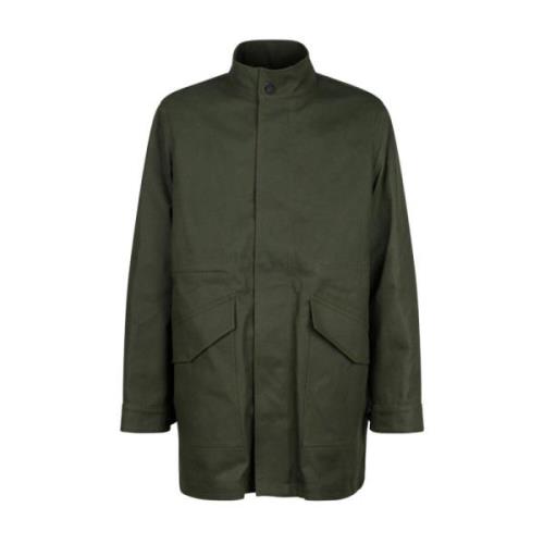 Militair Groene Katoenen Twill Parka Maison Kitsuné , Green , Heren