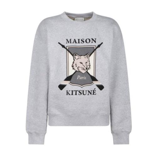 Vos Print Grijze Sweatshirt Maison Kitsuné , Gray , Dames