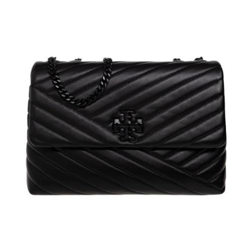 Kira Chevron leren schoudertas Tory Burch , Black , Dames