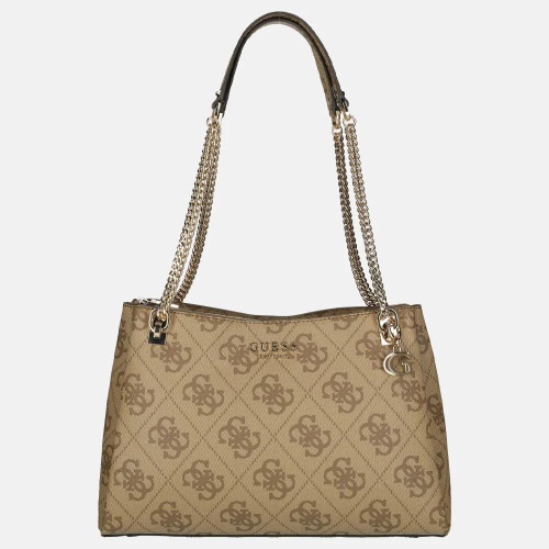 Guess Eliette logo girlfriend carryall shopper latte logo