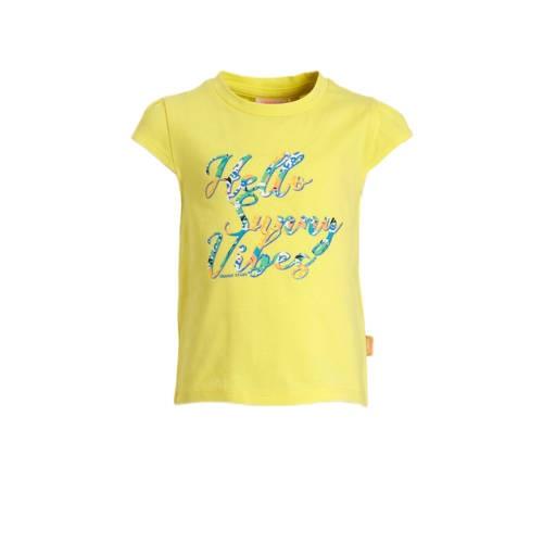 Orange Stars T-shirt Marlynn met tekst geel Meisjes Stretchkatoen Rond...