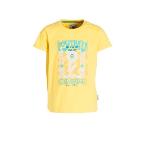 Me & My Monkey T-shirt Marit met printopdruk geel Meisjes Stretchkatoe...