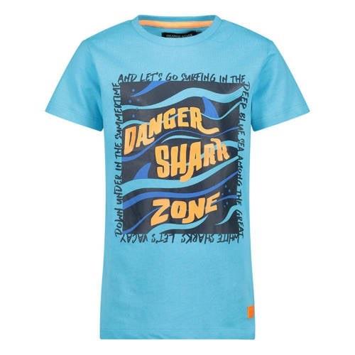 Orange Stars T-shirt met printopdruk blauw Jongens Katoen Ronde hals P...