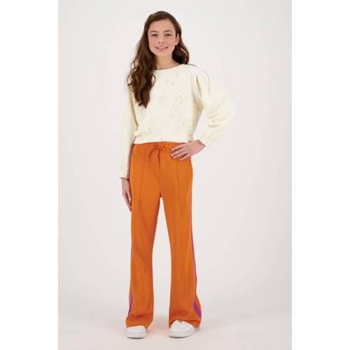 Raizzed high waist loose fit broek Sula met zijstreep oranje/paars Mei...