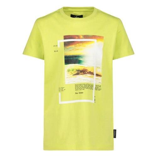 Jake Fischer T-shirt met printopdruk limegroen Jongens Katoen Ronde ha...