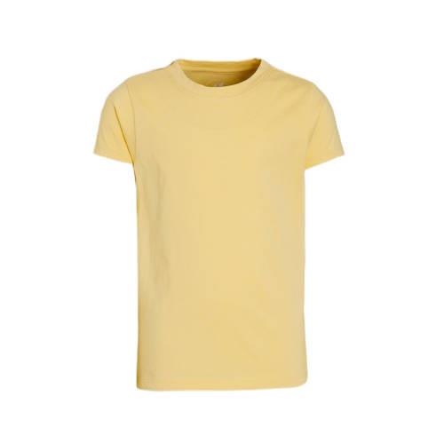 anytime basic T-shirt geel Meisjes Katoen Ronde hals Effen - 134/140