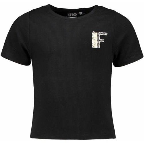 Like Flo T-shirt zwart Meisjes Polyester Ronde hals Effen - 110
