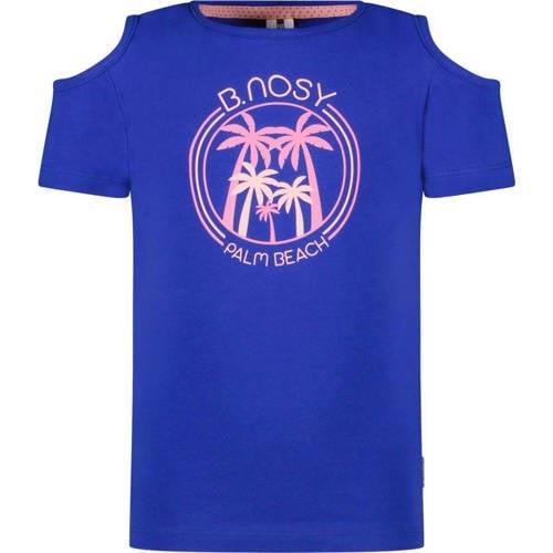 B.Nosy T-shirt met printopdruk kobaltblauw Meisjes Stretchkatoen Ronde...