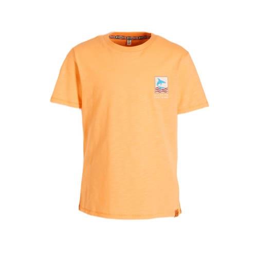 Wildfish T-shirt Milko van biologisch katoen oranje Printopdruk - 104