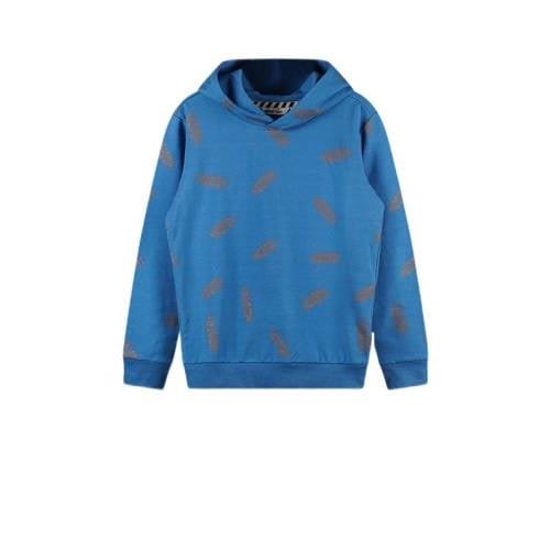 Moodstreet hoodie met all over print felblauw Sweater Jongens Stretchk...