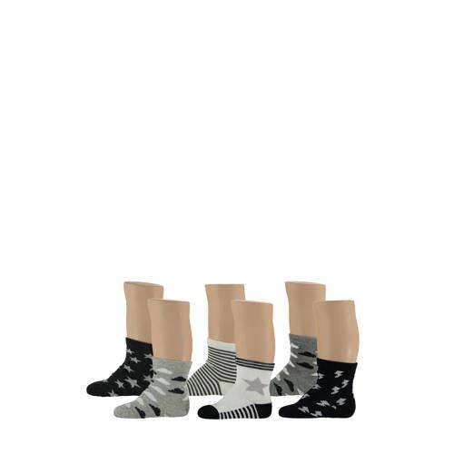 Apollo baby sokken - set van 6 zwart/wit/grijs Jongens Katoen All over...