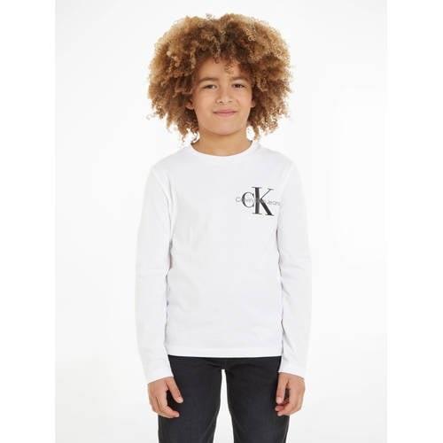Calvin Klein longsleeve met logo wit Jongens Katoen Ronde hals Logo - ...
