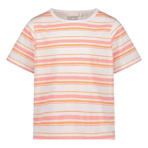 ESPRIT gestreept T-shirt oranje/roze/wit Meisjes Katoen Ronde hals Str...