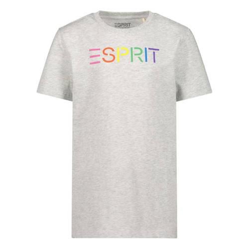 ESPRIT T-shirt met logo grijs Jongens Katoen Ronde hals Logo - 92