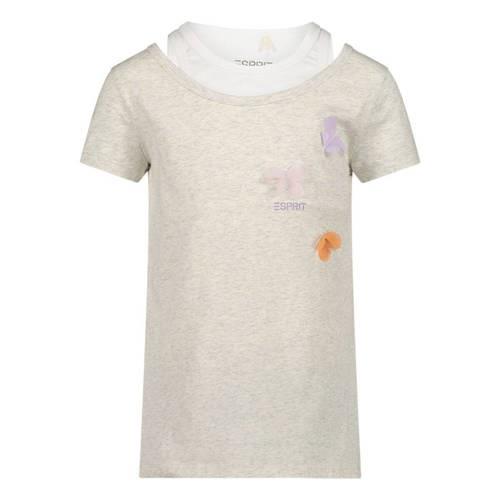 ESPRIT T-shirt met printopdruk grijs Meisjes Katoen Ronde hals Printop...