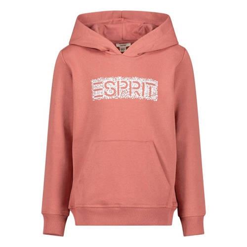 ESPRIT hoodie met logo zalmroze Sweater Meisjes Katoen Capuchon Logo -...