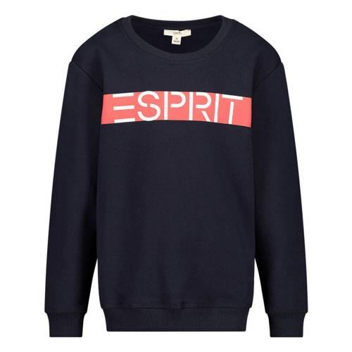 ESPRIT sweater met logo donkerblauw Logo - 128 | Sweater van ESPRIT