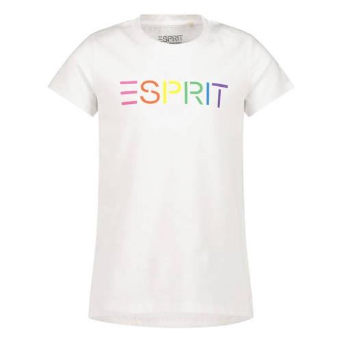 ESPRIT T-shirt met logo wit Meisjes Katoen Ronde hals Logo - 92