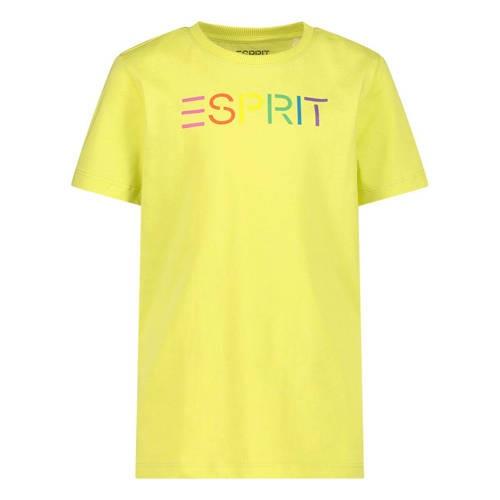 ESPRIT T-shirt met logo geel Jongens Katoen Ronde hals Logo - 92