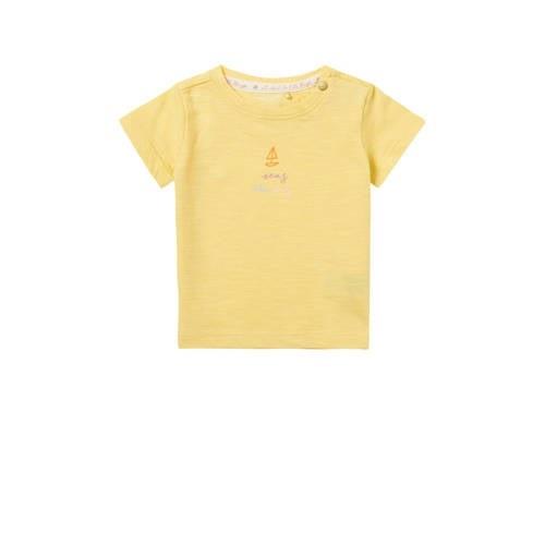 Noppies baby T-shirt Nanuet van biologisch katoen geel Tekst - 50