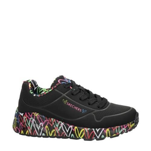 Skechers Uno Light sneakers zwart Meisjes Imitatieleer Hartjes - 31