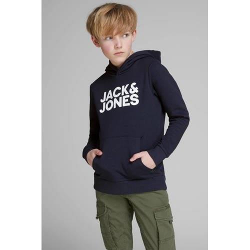JACK & JONES JUNIOR hoodie JJECORP met logo donkerblauw/wit Sweater Lo...