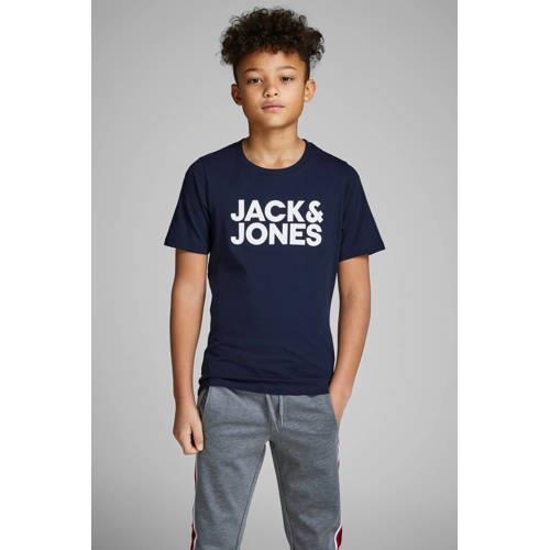 JACK & JONES JUNIOR T-shirt JJECORP met logo donkerblauw Jongens Katoe...