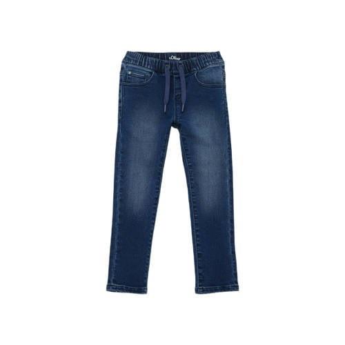 s.Oliver slim fit jeans donkerblauw Jongens Stretchdenim Effen - 92
