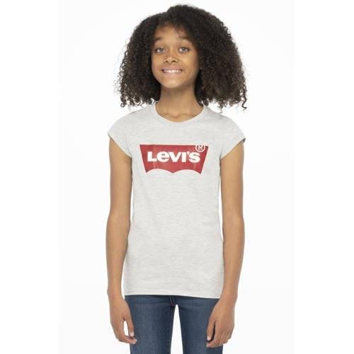 Levi's Kids T-shirt Batwing met logo lichtgrijs Meisjes Katoen Ronde h...