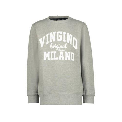 Vingino sweater met logo grijs melange Logo - 104 | Sweater van Vingin...