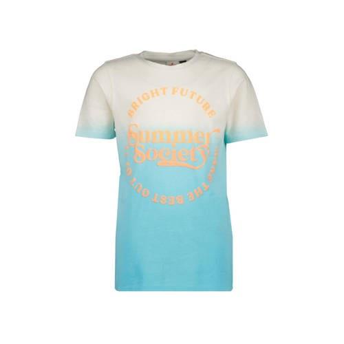 Vingino T-shirt Hollis met printopdruk aquablauw/wit Jongens Katoen Ro...
