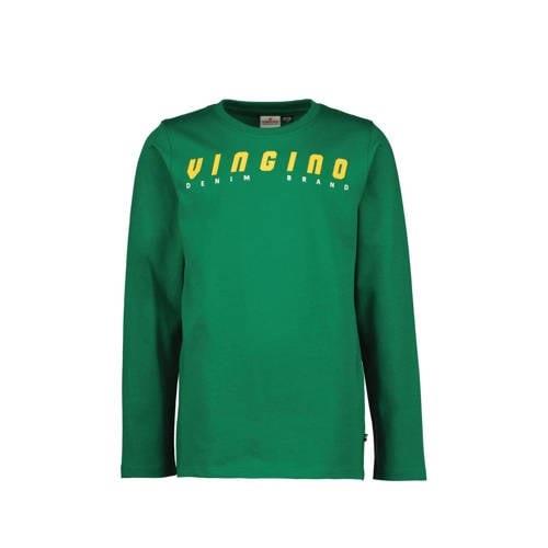 Vingino longsleeve met logo groen Jongens Katoen Ronde hals Logo - 152