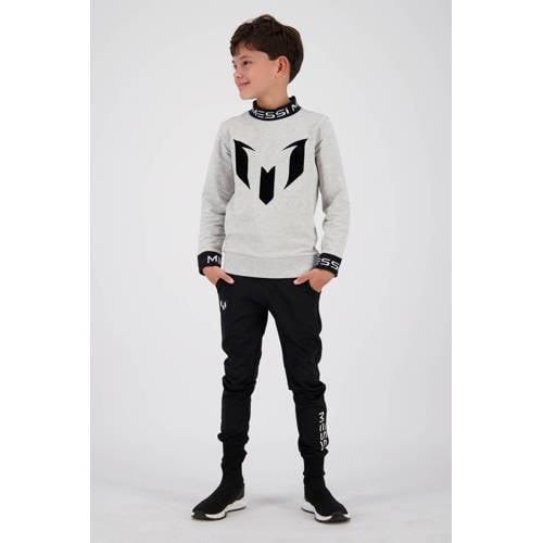 Vingino x Messi sweater Nasim met logo grijs melange/zwart Jongens Str...