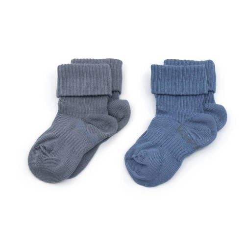 KipKep bio-katoen blijf-sokken 0-12 maanden - set van 2 Denim Blue Bla...