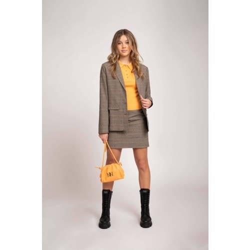 NIK&NIK geruite blazer Kay camel Bruin Meisjes Polyester Reverskraag R...