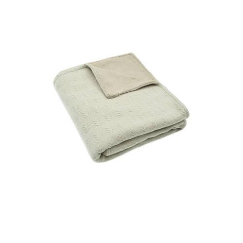 Jollein baby ledikantdeken 100x150cm Grain Knit - Olive Green/Velour B...