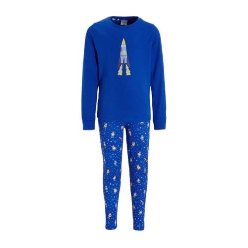 NOUS Kids pyjama Moonwalker kobaltblauw/geel Jongens/Meisjes Katoen Ro...