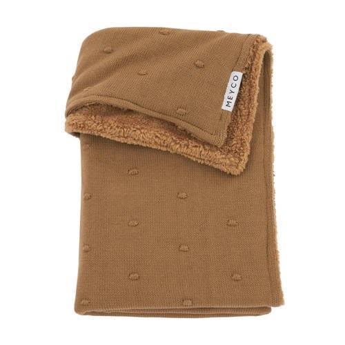 Meyco reversible baby ledikantdeken Mini Knots Teddy 100x150 cm Toffee...