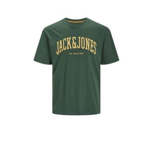 JACK & JONES JUNIOR T-shirt JJEJOSH met tekst donkergroen Jongens Kato...