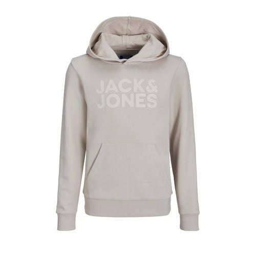 JACK & JONES JUNIOR hoodie JJECORP met tekst ecru Sweater Tekst - 176