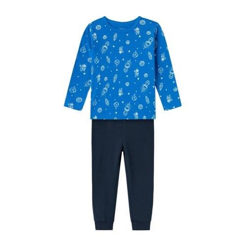 NAME IT MINI pyjama NMMNIGHTSET donkerblauw/blauw Jongens Stretchkatoe...