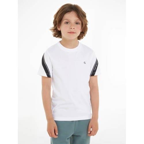 Calvin Klein T-shirt met logo wit/zwart Jongens Katoen Ronde hals Logo...
