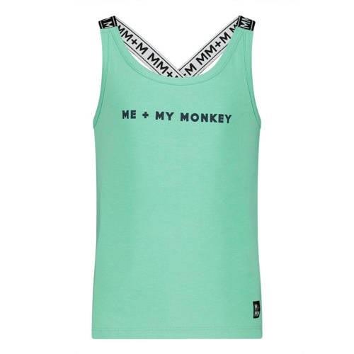 Me & My Monkey singlet met logo lichtgroen Meisjes Stretchkatoen Ronde...