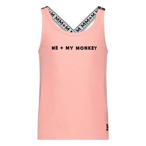 Me & My Monkey singlet met logo lichtroze Meisjes Stretchkatoen Ronde ...